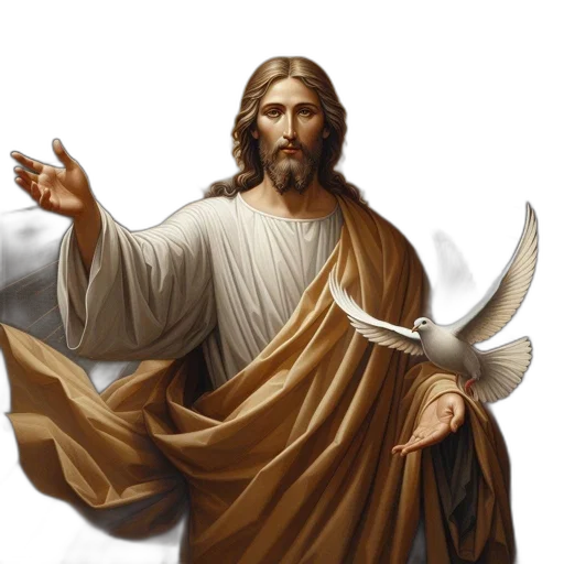 image, bearded, man, likely, representing, jesus, christ, depicted transparent PNG cut-out