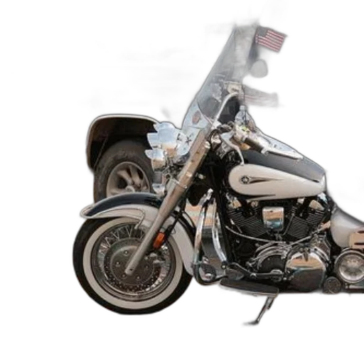 weapon, photorealistic, 3d render, black, silver, motorcycle, american, flags transparent PNG cut-out
