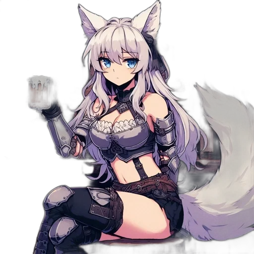 staff, weapon, animal, fantasy art, pixel art, anime, concept art, monochrome transparent PNG cut-out