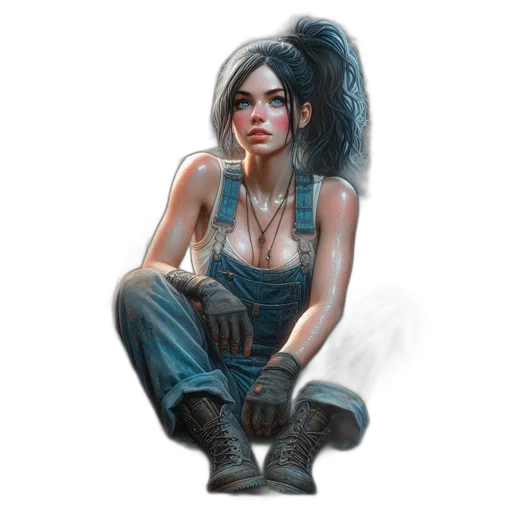 face, hair, weapon, concept art, fantasy art, comic book art, photorealistic, young transparent PNG cut-out