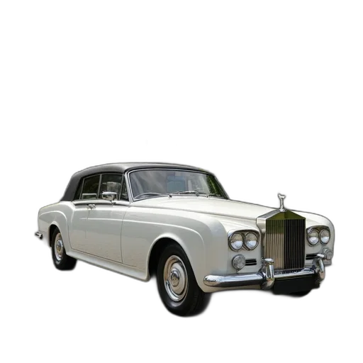 car, 3d render, photorealistic, concept art, white, rolls-royce, parked, cobblestone transparent PNG cut-out