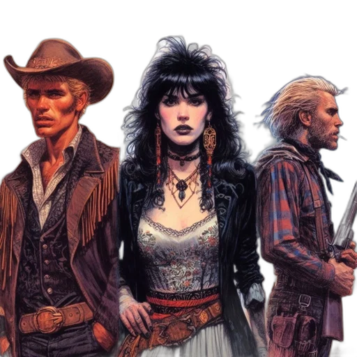 comic book art, concept art, fantasy art, three, distinctive, individuals, julie, bell transparent PNG cut-out
