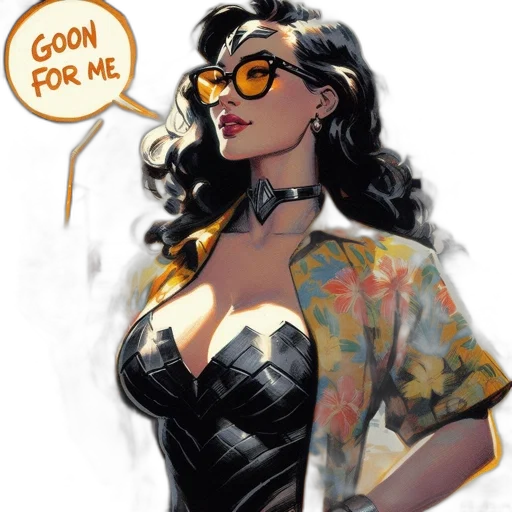 dress, comic book art, concept art, cartoon, fantasy art, stylized, woman, possibly transparent PNG cut-out
