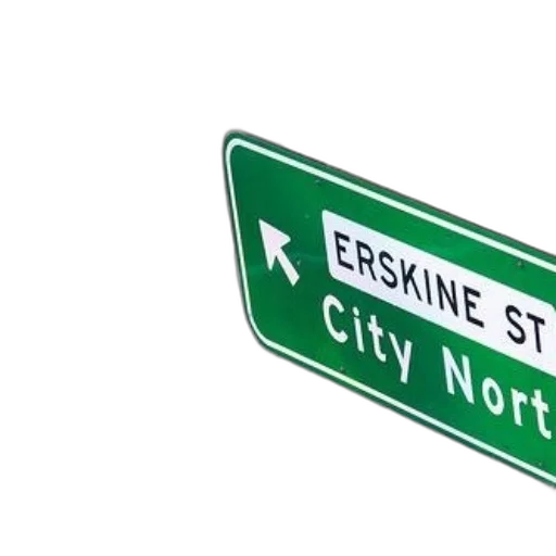 3d render, city street, green, street, sign, pointing, erskine, city transparent PNG cut-out