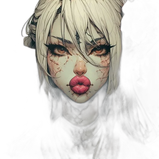 mask, face, creature, hair, fantasy art, concept art, watercolor, anime transparent PNG cut-out
