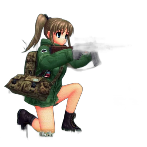 weapon, jacket, staff, dress, pixel art, concept art, anime, 3d render transparent PNG cut-out