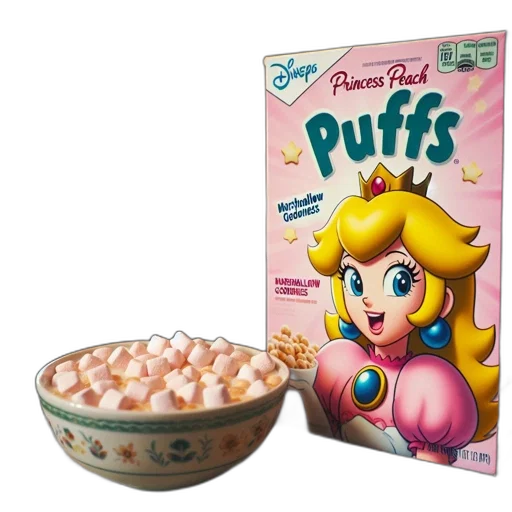 food, vaporwave, breakfast, scene, depicts, bowl, cereal, specifically transparent PNG cut-out
