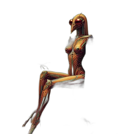 robot, dress, creature, staff, concept art, fantasy art, 3d render, cyberpunk transparent PNG cut-out
