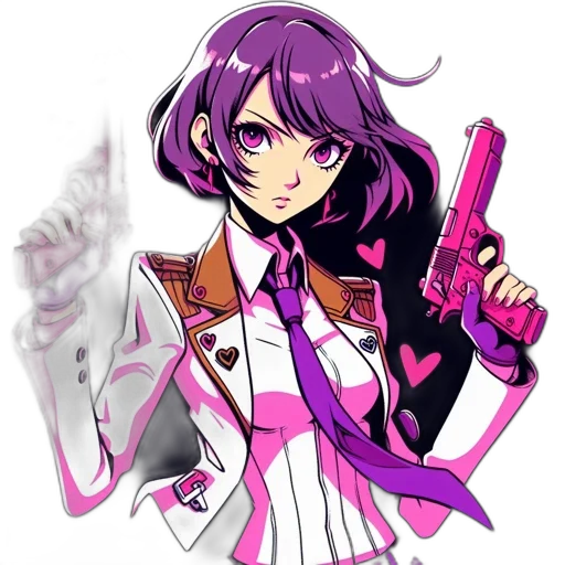 weapon, jacket, staff, pixel art, concept art, vaporwave, cartoon, pastel transparent PNG cut-out