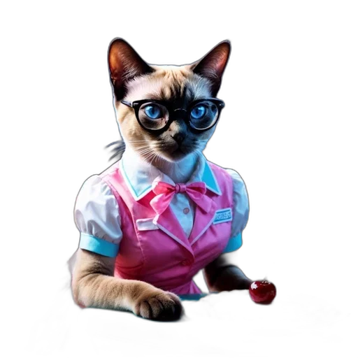 staff, dress, animal, pixel art, cartoon, concept art, fantasy art, cat transparent PNG cut-out
