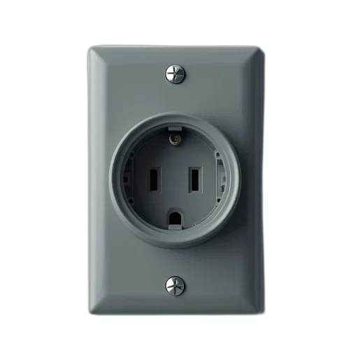 close-up, image, gray, electrical, outlet, two, vertical, slots transparent PNG cut-out
