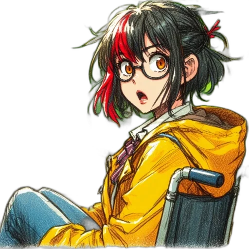 jacket, staff, hair, crown, anime, concept art, pixel art, watercolor transparent PNG cut-out