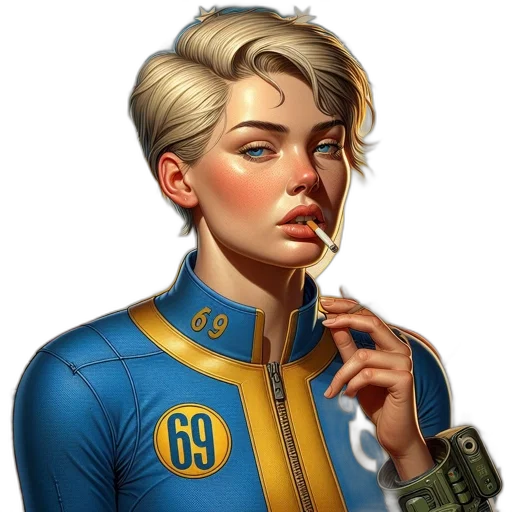 staff, jacket, face, weapon, concept art, fantasy art, comic book art, cyberpunk transparent PNG cut-out