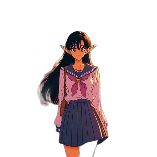 dress, jacket, staff, weapon, vaporwave, concept art, anime, pixel art transparent PNG cut-out
