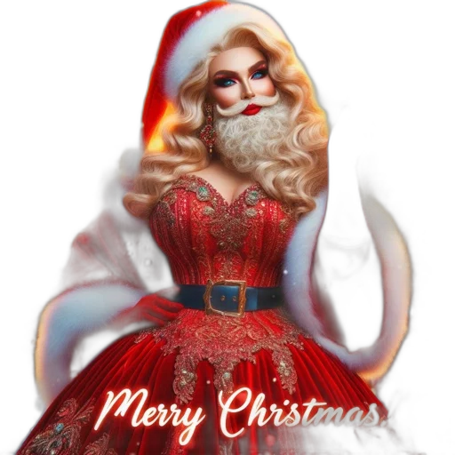 dress, 3d render, fantasy art, photorealistic, concept art, female, santa, unique transparent PNG cut-out