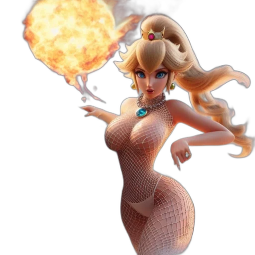 dress, staff, 3d render, concept art, fantasy art, pixel art, fire, digital transparent PNG cut-out
