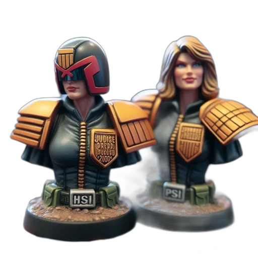 concept art, 3d render, two, miniature, figurines, wearing, futuristic, armor transparent PNG cut-out
