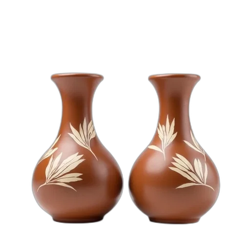 jewelry, bottle, 3d render, photorealistic, two, identical, brown, ceramic transparent PNG cut-out