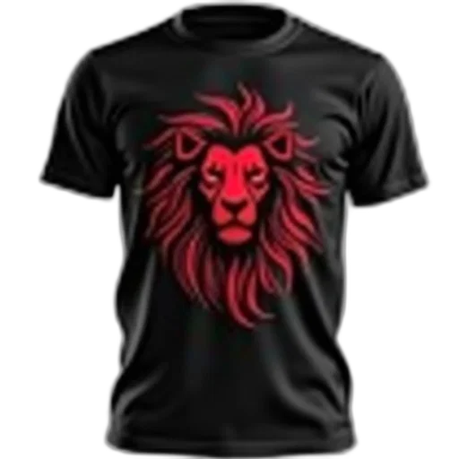 3d render, black, t-shirt, red, graphic, design, front, features transparent PNG cut-out