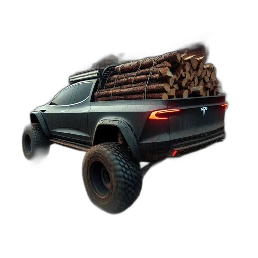 car, weapon, concept art, 3d render, photorealistic, pickup, truck, logs transparent PNG cut-out
