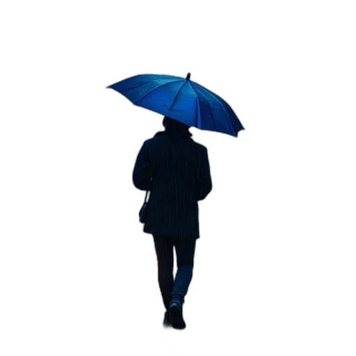 umbrella, jacket, hat, staff, photorealistic, 3d render, concept art, pixel art transparent PNG cut-out