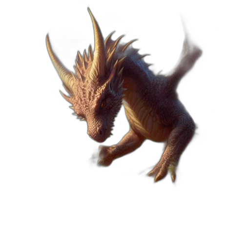 dragon, creature, animal, staff, concept art, fantasy art, 3d render, photorealistic transparent PNG cut-out