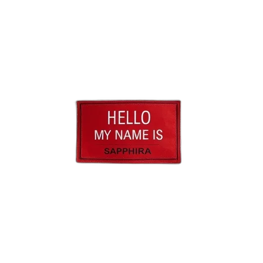 white, pillow, red, hello, name, label, featuring, sapphira transparent PNG cut-out