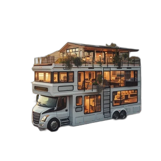 furniture, building, 3d render, concept art, photorealistic, pixel art, multi-story, mobile transparent PNG cut-out