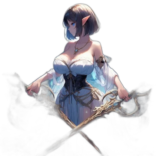 sword, staff, weapon, dress, concept art, fantasy art, anime, pixel art transparent PNG cut-out