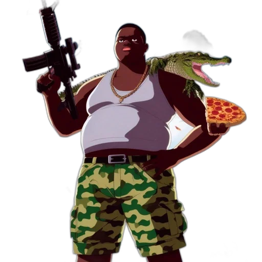 weapon, food, animal, concept art, pixel art, comic book art, cartoon, muscular transparent PNG cut-out