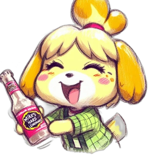 bottle, animal, food, watercolor, pixel art, vaporwave, anime, golden transparent PNG cut-out