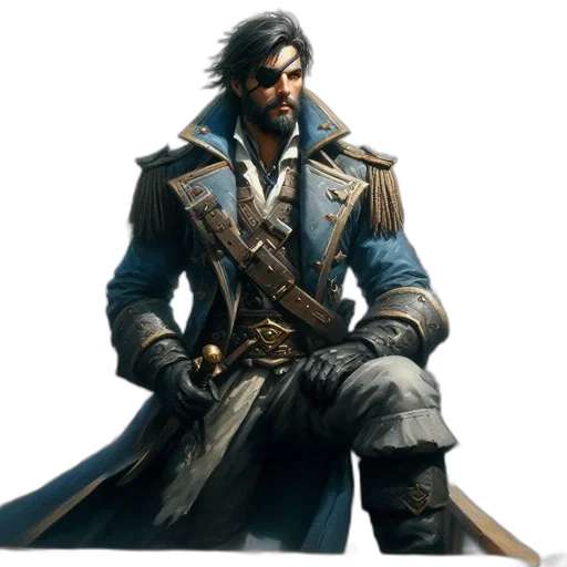 jacket, sword, staff, weapon, concept art, fantasy art, photorealistic, 3d render transparent PNG cut-out