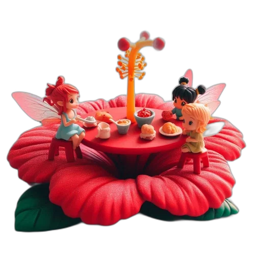 crown, 3d render, fire, underwater, three, fairies, gather, meal transparent PNG cut-out