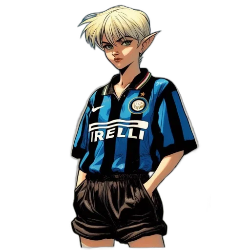 pixel art, anime, photorealistic, concept art, animated, soccer, player, blue transparent PNG cut-out