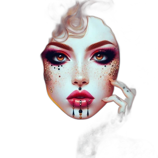 mask, face, jewelry, crown, fantasy art, photorealistic, concept art, 3d render transparent PNG cut-out
