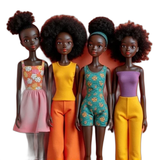 concept art, earth tones, african, family, dolls, colorful, outfits transparent PNG cut-out