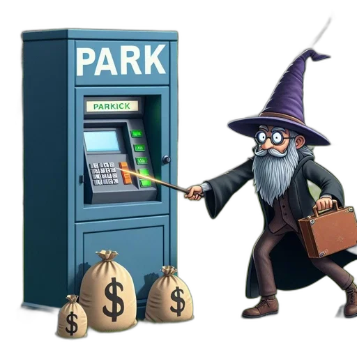 concept art, whimsical, park, scene, wizard, figure, casts, spell transparent PNG cut-out