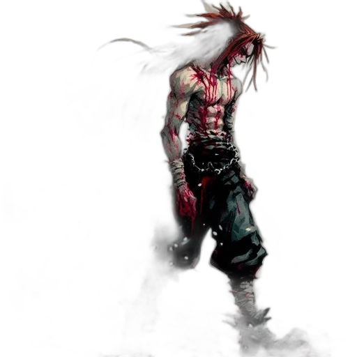creature, weapon, concept art, fantasy art, comic book art, cyberpunk, red, male transparent PNG cut-out