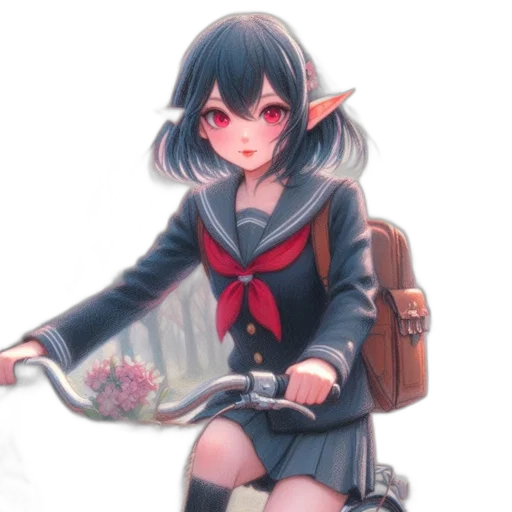 staff, flower, weapon, jacket, concept art, anime, fantasy art, watercolor transparent PNG cut-out
