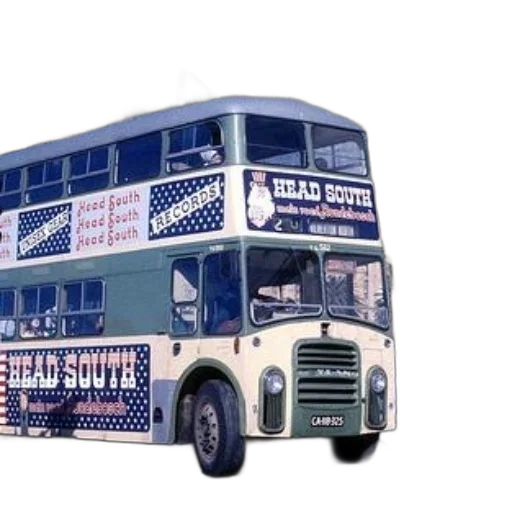 3d render, photorealistic, concept art, vintage, double-decker, bus, advertisements, head transparent PNG cut-out