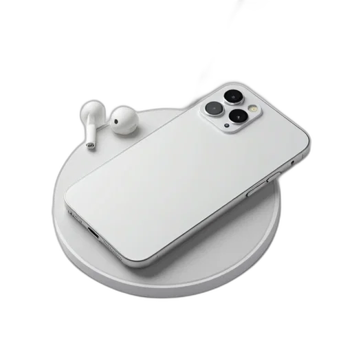 jewelry, 3d render, photorealistic, white, iphone, displayed, wireless, charging transparent PNG cut-out