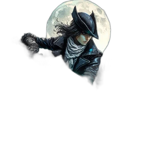 mask, hat, staff, weapon, concept art, fantasy art, comic book art, pixel art transparent PNG cut-out