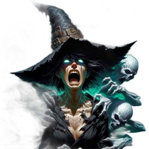 mask, staff, concept art, fantasy art, comic book art, photorealistic, tormented, witch transparent PNG cut-out