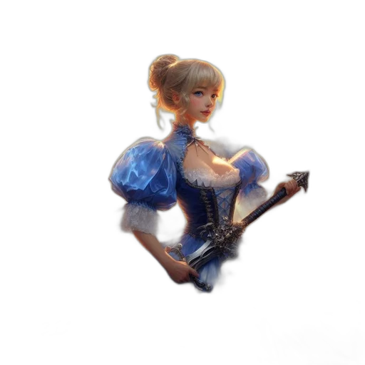 dress, staff, crown, jewelry, 3d render, fantasy art, oil painting, concept art transparent PNG cut-out