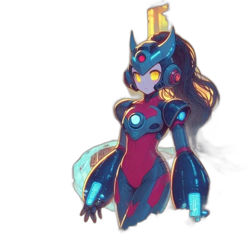 robot, jewelry, crown, concept art, fantasy art, anime, 3d render, blue transparent PNG cut-out