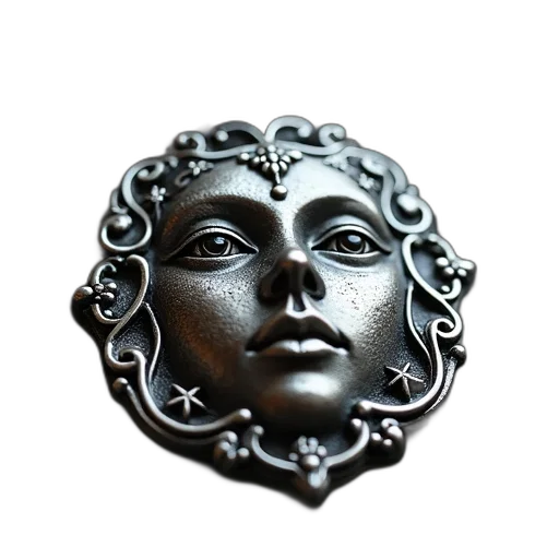 jewelry, crown, face, mask, 3d render, photorealistic, close-up, silver transparent PNG cut-out