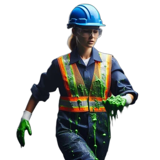 staff, robot, jacket, concept art, 3d render, cyberpunk, green, neon transparent PNG cut-out