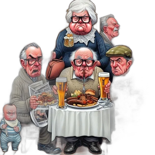 food, concept art, illustration, features, gathering, older, adults, pub transparent PNG cut-out