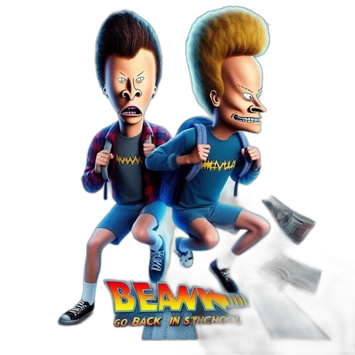 concept art, 3d render, pixel art, comic book art, animated, beavis, butt-head, embrace transparent PNG cut-out