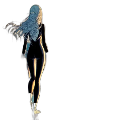 hair, dress, robot, jacket, concept art, 3d render, comic book art, cartoon transparent PNG cut-out